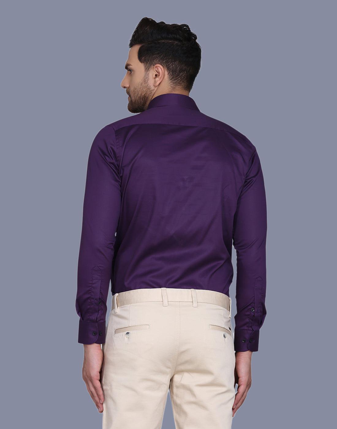 Purple Cotton Satin Men's Shirt