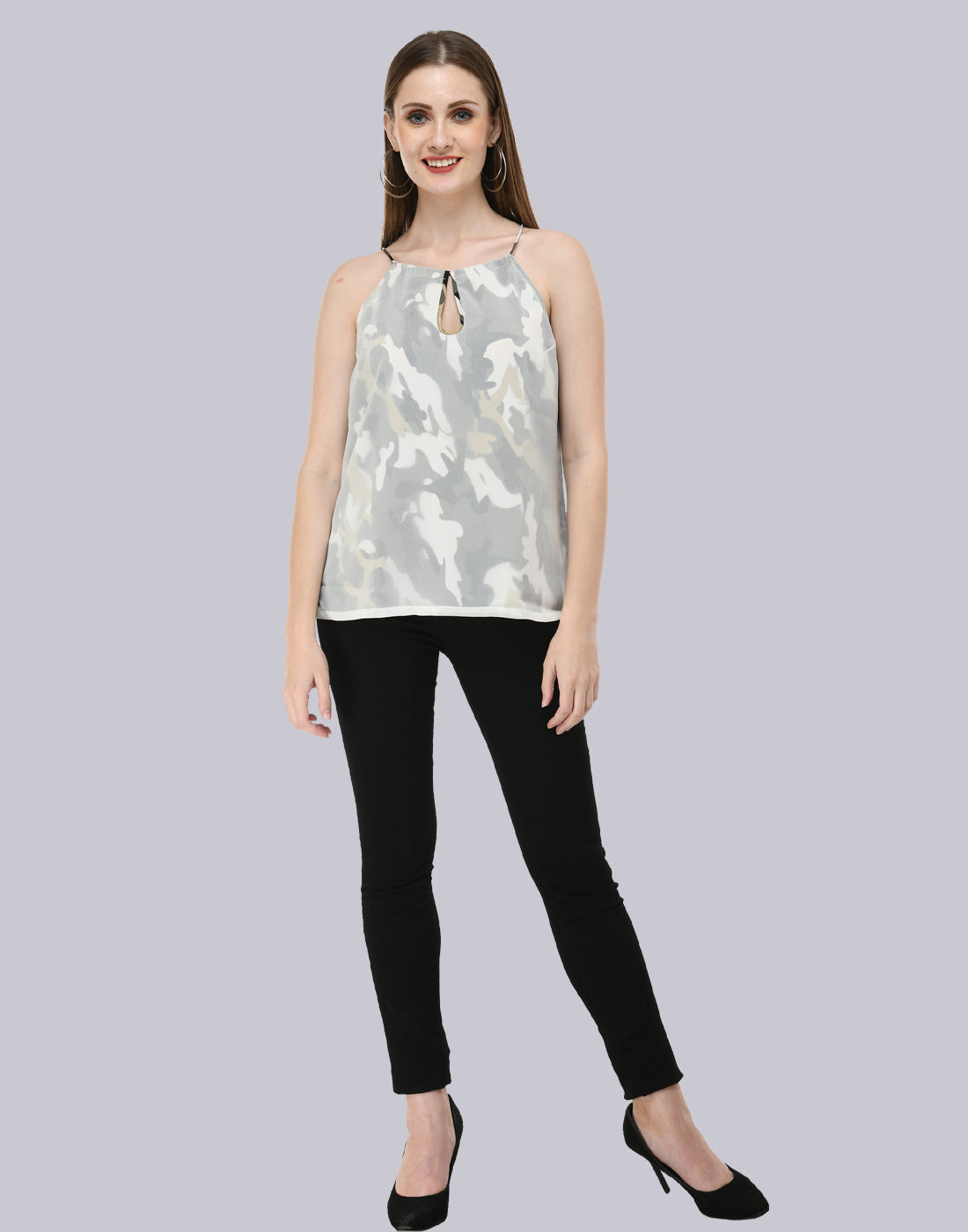 Keyhole Army Printed Top