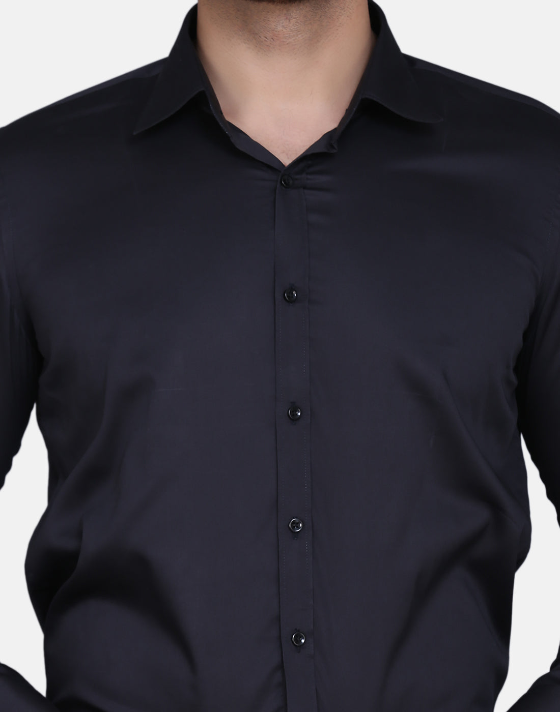 Black Cotton Satin Men's Shirt