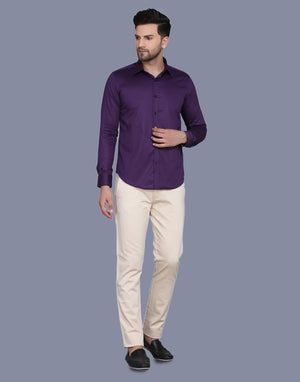 Purple Cotton Satin Men's Shirt
