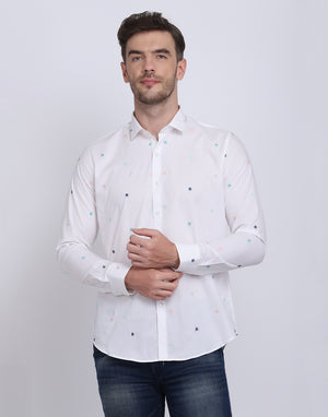 White with embroidered shirt Casual/Party Shirt
