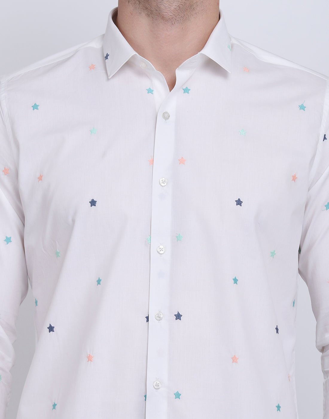 White with embroidered shirt Casual/Party Shirt