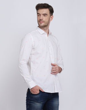White with floral embroidered shirt Casual/Party Shirt