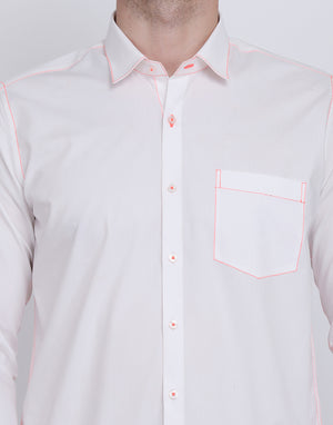 Neon Pink Contrast Stitching detailed men's shirt