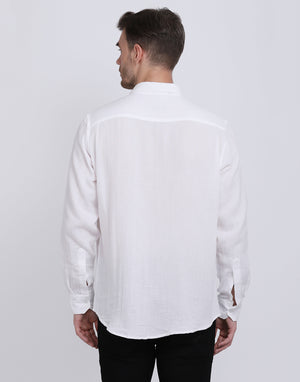 Double Cloth Crinkled Cotton men's Long Sleeves shirt