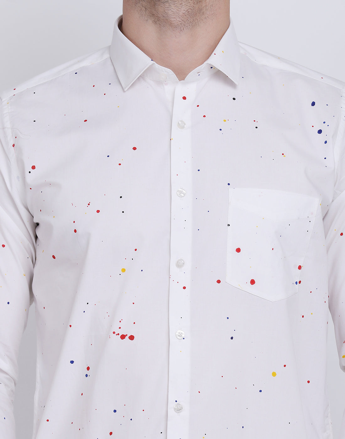 Multicolor hand drop paint casual white shirt