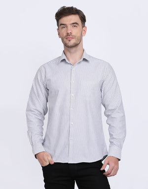 Cotton oxford Casual black & white striped Shirt