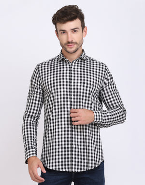 Black & White Mini Checkered Cotton Shirt