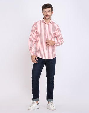 Men’s Red & White cotton slub Shirt