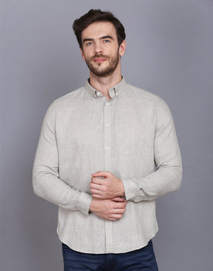 Men Grey Chambray Solid Formal Shirt