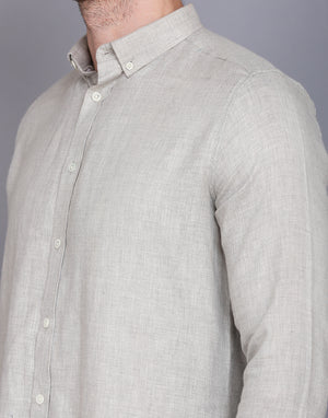 Men Grey Chambray Solid Formal Shirt