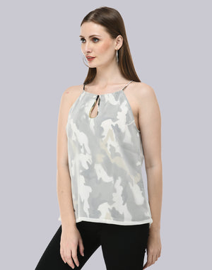 Keyhole Army Printed Top